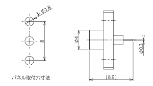 製図：2穴フランジ付レセプタクル