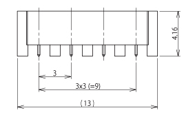 製図：4連 EMT レセプタクル P=3.0mm