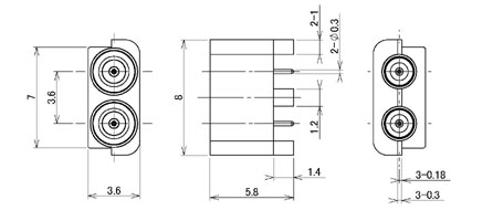 製図：2連 EMT レセプタクル P=3.6mm