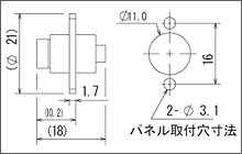 製図：2穴フランジ付パネルジャック