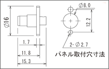 製図：2穴フランジ付パネルプラグ