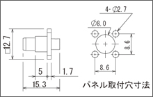 製図：4穴フランジ付ストレートプラグ