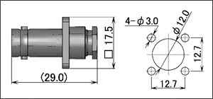 製図：4穴フランジ付ジャック(締め込みタイプ)