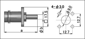 製図：4穴フランジ付ジャック(圧着タイプ)75Ω