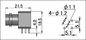 製図：L形レセプタクル(基板用)