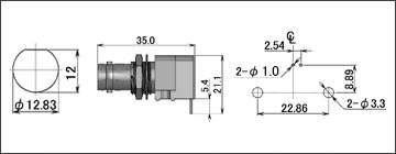 製図：シャーシとの絶縁型レセプタクル(基板用)4