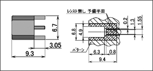 製図：ストレートレセプタクル(エッジマウントタイプ)