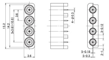 製図：4連 EMT レセプタクル P=3.6mm