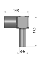 製図：L形プラグ(圧着タイプ)1.5D／RG-174・316・188用